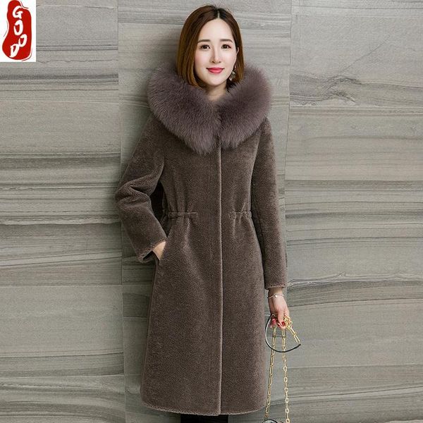 women's fur & faux sheep shearing coat women winter long jacket real female warm hooded outwear overcoat abrigo mujer lpl1190, Black
women's fur & faux sheep shearing coat women winter long jacket real female warm hooded outwear overcoat abrigo mujer lpl1190, Black