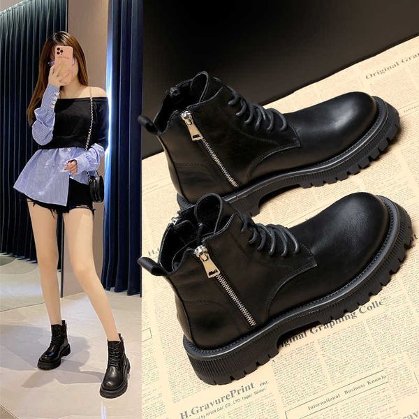 martin boots women's 2021 autumn british style thick sole versatile middle tube short side zipper leather single boot fashion, Black
martin boots women's 2021 autumn british style thick sole versatile middle tube short side zipper leather single boot fashion, Black