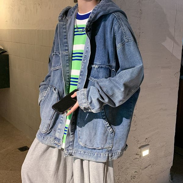 2021 new -style korean male blue/black color denim casual jacket loose with hoodie cowboy pocket coats outerwear plus size s-3xl 19zq, Black;brown
2021 new -style korean male blue/black color denim casual jacket loose with hoodie cowboy pocket coats outerwear plus size s-3xl 19zq, Black;brown