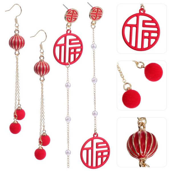 stud 2 pairs 2021 chinese style festive earrings ear pendants jewelries (red), Golden;silver
stud 2 pairs 2021 chinese style festive earrings ear pendants jewelries (red), Golden;silver