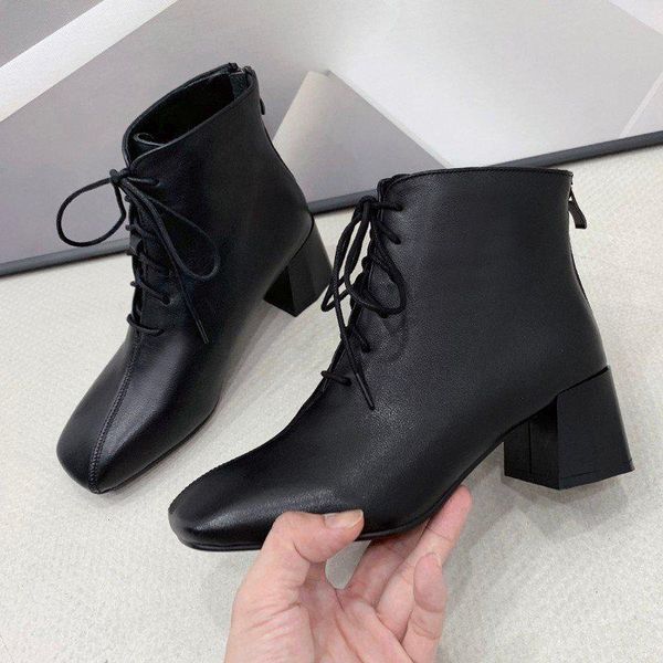 boots winter for woman fashion consice shoes square toe cross tied concise zipper block heels matin, Black
boots winter for woman fashion consice shoes square toe cross tied concise zipper block heels matin, Black