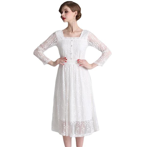 casual dresses lukaxsikax 2021 spring autumn women square collar long sleeve dress fresh white lace clothes, Black;gray
casual dresses lukaxsikax 2021 spring autumn women square collar long sleeve dress fresh white lace clothes, Black;gray