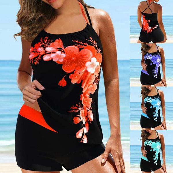 women's swimwear tankini large digital print spring beach resort split swimsuit set outdoor bathing bikini swimming, White;black
women's swimwear tankini large digital print spring beach resort split swimsuit set outdoor bathing bikini swimming, White;black