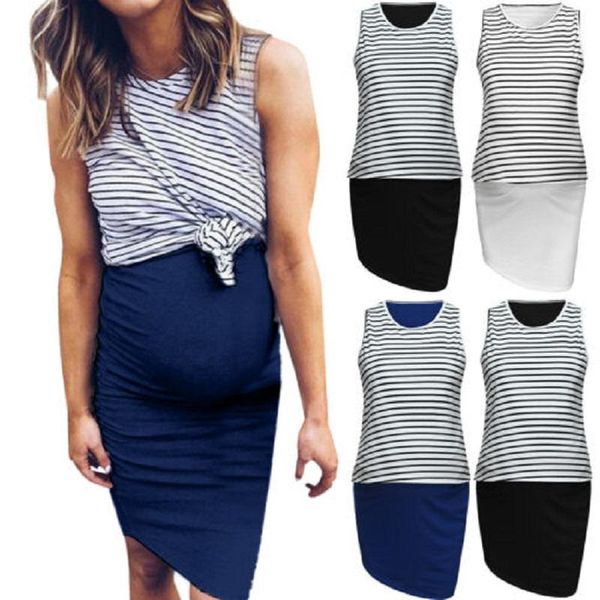maternity dresses pregnant nursing breastfeeding women summer dress stripe sleeveless fake two piece with front pleat, White
maternity dresses pregnant nursing breastfeeding women summer dress stripe sleeveless fake two piece with front pleat, White