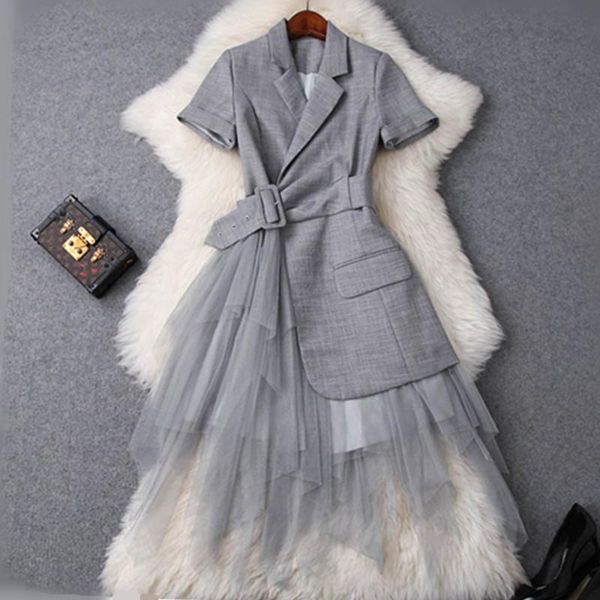 casual dresses fashion runway summer dress women clothes 2021 elegant ol notched collar blazer patchwork tulle party office, Black;gray
casual dresses fashion runway summer dress women clothes 2021 elegant ol notched collar blazer patchwork tulle party office, Black;gray
