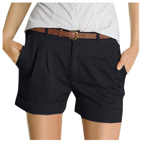 women's shorts fashion casual waistband loose solid color button running 2021 summer women gym, White;black
women's shorts fashion casual waistband loose solid color button running 2021 summer women gym, White;black