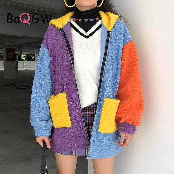 women's wool & blends baqgw streetwear loose colorblock hooded jacket ladies casual autumn women soft warm coat female shirt zipper twe, Black
women's wool & blends baqgw streetwear loose colorblock hooded jacket ladies casual autumn women soft warm coat female shirt zipper twe, Black