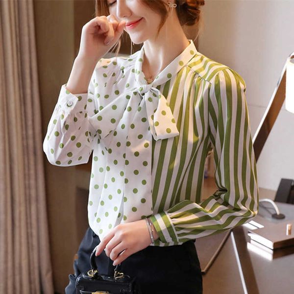 korean chiffon women blouses woman bow tie shirt long sleeve s striped blouse ladies plus size 210531, White
korean chiffon women blouses woman bow tie shirt long sleeve s striped blouse ladies plus size 210531, White