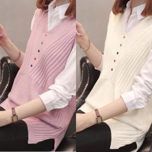 women's sweaters knitted pullover spring vest autumn women korean casual slim elasticity v-neck sleeveless knit sweater jacket, White;black