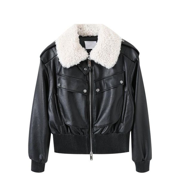 women's leather & faux in the winter of 2021 to lambs collars thickening locomotive pu jacket 3 c4f412 female fur, Black
women's leather & faux in the winter of 2021 to lambs collars thickening locomotive pu jacket 3 c4f412 female fur, Black