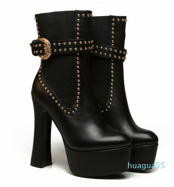 brand womens ankle rivet real leather high heel knight winter snow martin boots size 35-41, Black
brand womens ankle rivet real leather high heel knight winter snow martin boots size 35-41, Black