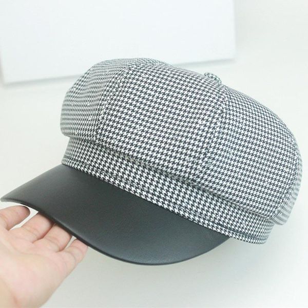 stingy brim hats qpalcr 2021 octagonal for women korean fashion beret patchwork pu houndstooth casual hat autumn winter ladies cap, Blue;gray
stingy brim hats qpalcr 2021 octagonal for women korean fashion beret patchwork pu houndstooth casual hat autumn winter ladies cap, Blue;gray