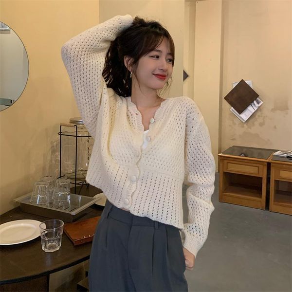 women's knits & tees autumn net red loose hollow out sweater long sleeved cardigan coat design sense of minority bottomed shirt top, White
women's knits & tees autumn net red loose hollow out sweater long sleeved cardigan coat design sense of minority bottomed shirt top, White