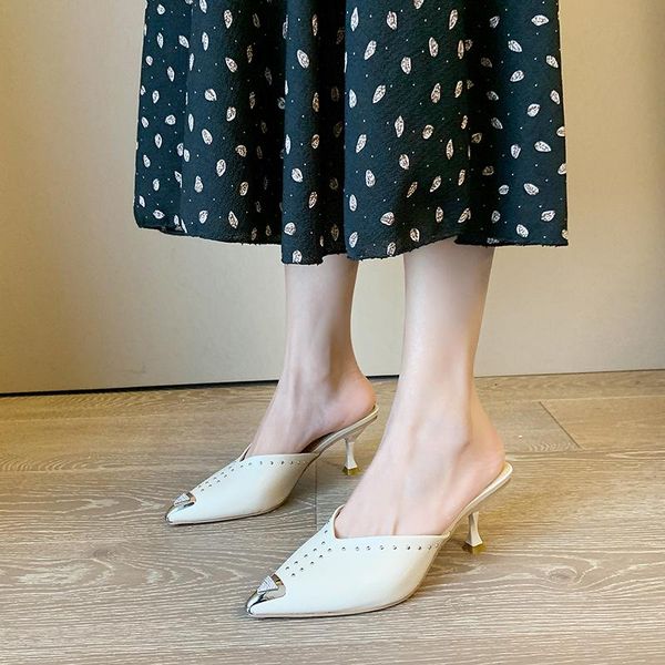 slippers pointed toe high heel women v mouth rivet mules shoes summer fashion pu leather sandals, Black
slippers pointed toe high heel women v mouth rivet mules shoes summer fashion pu leather sandals, Black