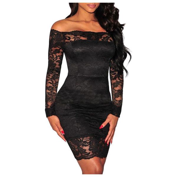 casual dresses off shoulder lace hollow perspective dress women's long sleeve cocktail mini party elegant ladies robes vestidos, Black;gray
casual dresses off shoulder lace hollow perspective dress women's long sleeve cocktail mini party elegant ladies robes vestidos, Black;gray