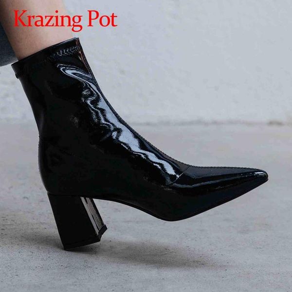 boots krazing pot sheep suede high fashion large size pointed toe square heels work shoes women keep warm slip on ankle l00, Black
boots krazing pot sheep suede high fashion large size pointed toe square heels work shoes women keep warm slip on ankle l00, Black