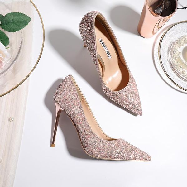 dress shoes 20 pointed high heels fine heel sequins champagne lace single wedding bridal women, Black
dress shoes 20 pointed high heels fine heel sequins champagne lace single wedding bridal women, Black