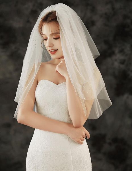bridal veils beautiful bling points design tulle three layers short ivory wedding accessoire velos de novia with comb, Black
bridal veils beautiful bling points design tulle three layers short ivory wedding accessoire velos de novia with comb, Black