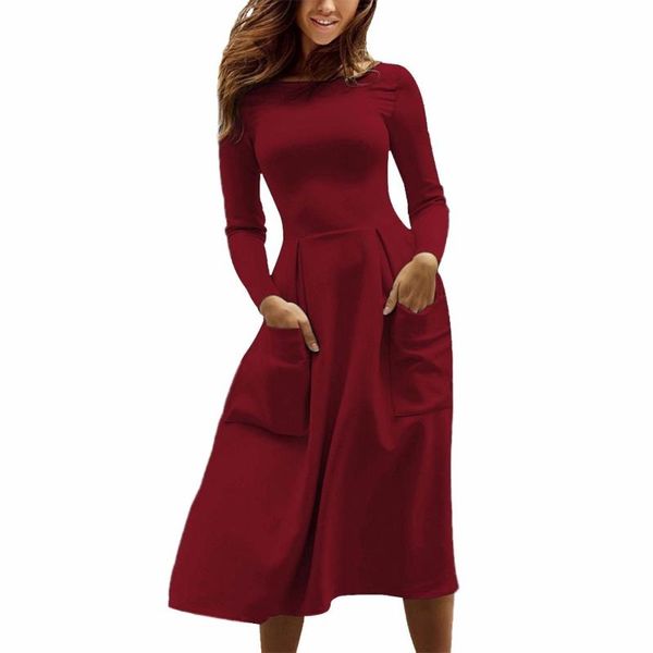 casual dresses long sleeve midi dress with pockets women autumn nice flared pleated vestidos elegant ladies party, Black;gray
casual dresses long sleeve midi dress with pockets women autumn nice flared pleated vestidos elegant ladies party, Black;gray