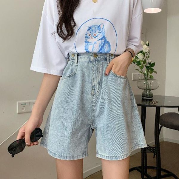 women's jeans summer women high waist blue denim shorts vintage female wide leg solid color loose
women's jeans summer women high waist blue denim shorts vintage female wide leg solid color loose
