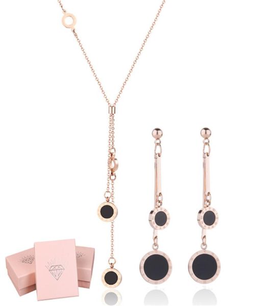 earrings & necklace 316l stainless steel double-sided roman numerals black enamel tassel double pendant earring set wedding jewelry, Silver
earrings & necklace 316l stainless steel double-sided roman numerals black enamel tassel double pendant earring set wedding jewelry, Silver
