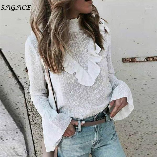 women's blouses & shirts sagace women solid stand neck embroidery ruffle t-shirt blouse long sleeve fashion casual turn-down collar, White
women's blouses & shirts sagace women solid stand neck embroidery ruffle t-shirt blouse long sleeve fashion casual turn-down collar, White