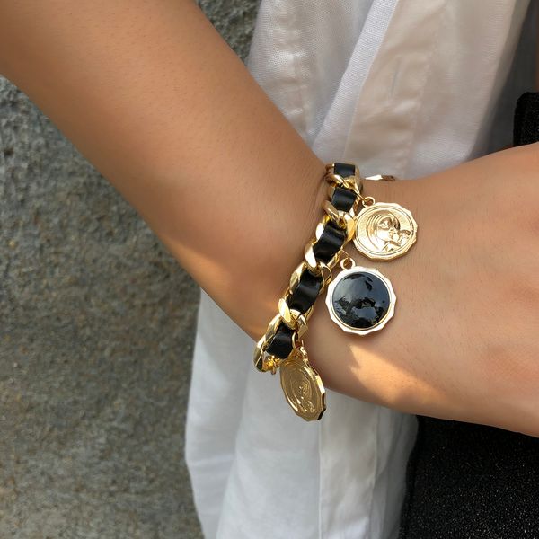 punk carved coin chunky thick chain bracelet for women charm pu leather lock lasso armband bracelet bangle steampunk men hip hop jewelry, Golden;silver
punk carved coin chunky thick chain bracelet for women charm pu leather lock lasso armband bracelet bangle steampunk men hip hop jewelry, Golden;silver