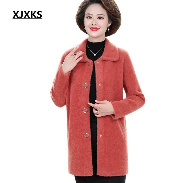 women's jackets xjxks 2021 autumn winter women long coat imitation mink cardigan single-breasted jacket, Black;brown
women's jackets xjxks 2021 autumn winter women long coat imitation mink cardigan single-breasted jacket, Black;brown