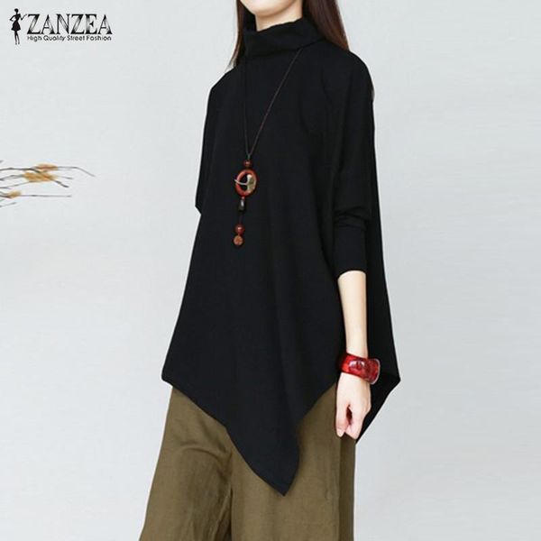 women's blouses & shirts spring long sleeve blouse zanzea fashion solid irregular women casual turtleneck blusas tunic female vestido, White
women's blouses & shirts spring long sleeve blouse zanzea fashion solid irregular women casual turtleneck blusas tunic female vestido, White