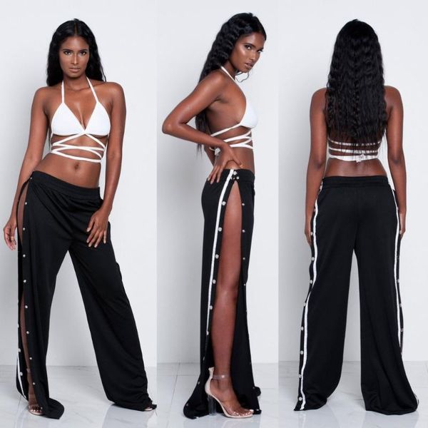 women's pants & capris 2021 rivets buckle split trousers hit color wide leg female ogger fashion casual, Black;white
women's pants & capris 2021 rivets buckle split trousers hit color wide leg female ogger fashion casual, Black;white