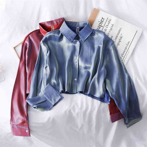 korean gloss loose slim single-breasted long sleeve shirt women short crop lapel blouse j385 210527, White
korean gloss loose slim single-breasted long sleeve shirt women short crop lapel blouse j385 210527, White