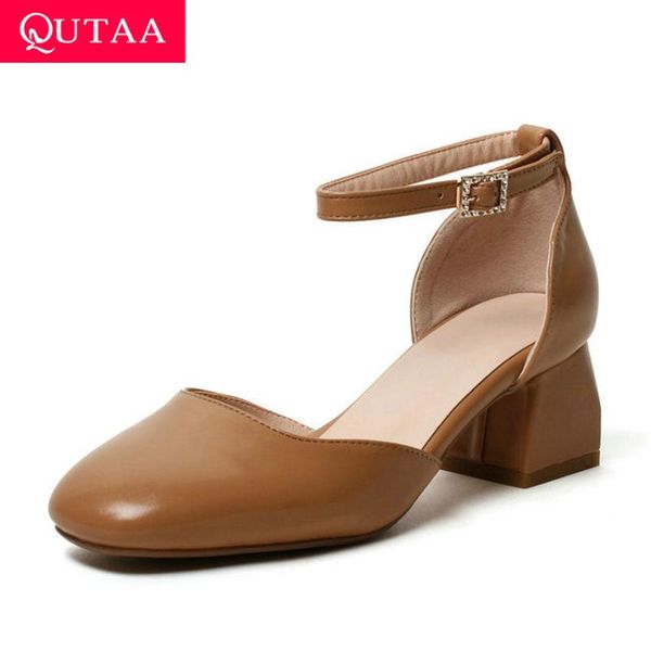 dress shoes qutaa 2021 square high heel casual round toe ladies pumps spring autumn pu leather hollow buckle concise women size 34-43, Black
dress shoes qutaa 2021 square high heel casual round toe ladies pumps spring autumn pu leather hollow buckle concise women size 34-43, Black