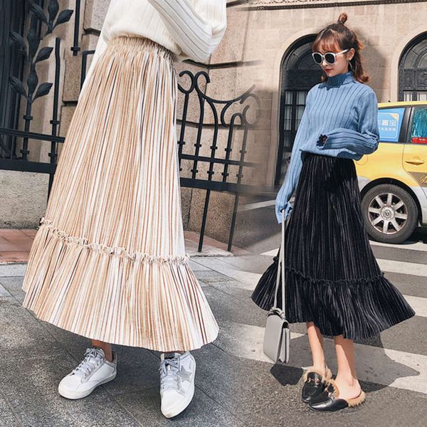 autumn and winter new velvet korean high waist a-line half length pleated fairy skirt, Black;gray
autumn and winter new velvet korean high waist a-line half length pleated fairy skirt, Black;gray