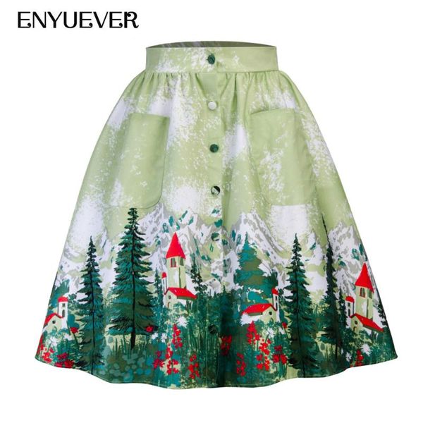 skirts enyuever christmas skirt women vintage high waist clothes skater tree print party elegant midi pockets button saias, Black
skirts enyuever christmas skirt women vintage high waist clothes skater tree print party elegant midi pockets button saias, Black