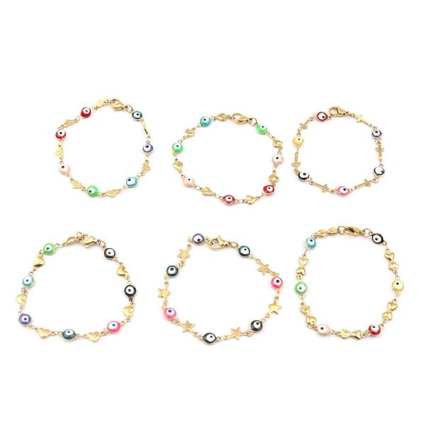 link, chain stainless steel evil eye enamel bracelets for women jewelry multicolor decor gifts 18.5cm long, Black
link, chain stainless steel evil eye enamel bracelets for women jewelry multicolor decor gifts 18.5cm long, Black