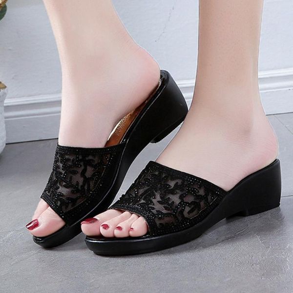 slippers wedge heel women 2021 summer fashion mid-heel large size mesh rhinestone fish mouth sandals and, Black
slippers wedge heel women 2021 summer fashion mid-heel large size mesh rhinestone fish mouth sandals and, Black