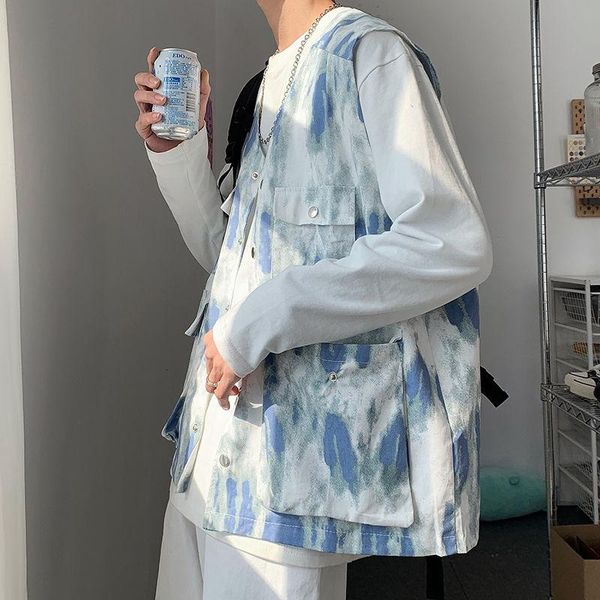 men's vests spring autumn casual vest men korean fashion loose denim harajuku streetwear retro tie-dye sleeveless jacket, Black;white
men's vests spring autumn casual vest men korean fashion loose denim harajuku streetwear retro tie-dye sleeveless jacket, Black;white