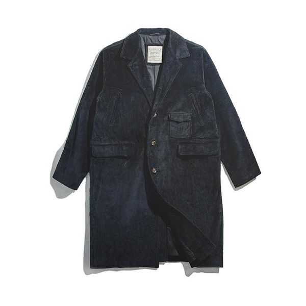 men's wool & blends mens trench coat cuban collar corduroy jacket mid-length winter loose casual workwear vintage distressed, Black
men's wool & blends mens trench coat cuban collar corduroy jacket mid-length winter loose casual workwear vintage distressed, Black