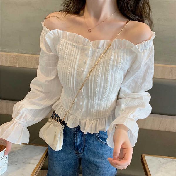 vintage white embroidery women crop and blouse off shoulder slash neck girl lantern sleeve shirt 210601
vintage white embroidery women crop and blouse off shoulder slash neck girl lantern sleeve shirt 210601