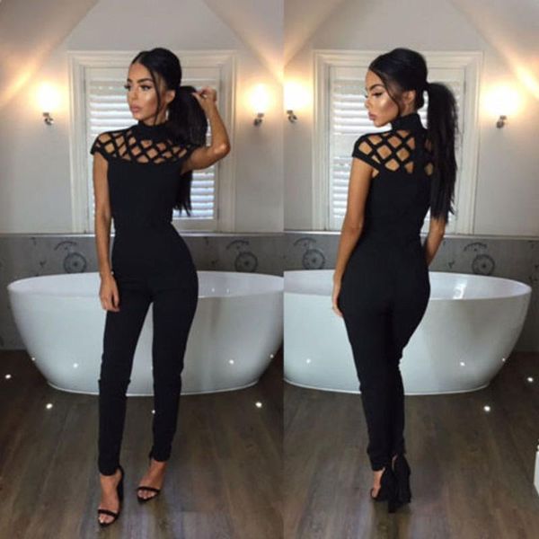 women's jumpsuits & rompers womens bandage evening party playsuit high neck hollow short sleeve casual ladies romper long jumpsuit club, Black;white
women's jumpsuits & rompers womens bandage evening party playsuit high neck hollow short sleeve casual ladies romper long jumpsuit club, Black;white