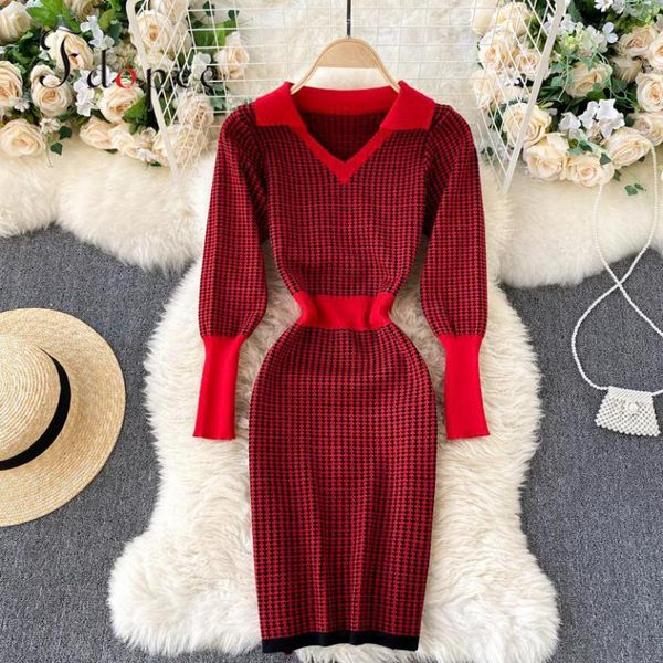 casual dresses elegant dress autumn winter temperament outwear show waist buttock slim thousand bird plaid women knitted sexy, Black;gray
casual dresses elegant dress autumn winter temperament outwear show waist buttock slim thousand bird plaid women knitted sexy, Black;gray