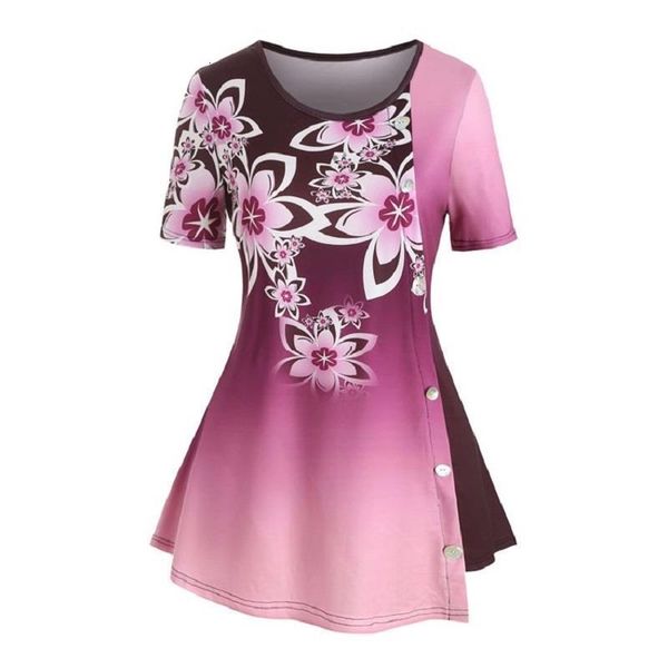 new summer floral print t-shirt short sleeve women gradient color printing button short tee shirts big size casual 4xl 5xl, White
new summer floral print t-shirt short sleeve women gradient color printing button short tee shirts big size casual 4xl 5xl, White