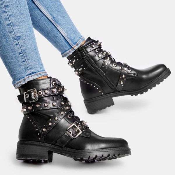 boots deat 2021 autumn and winter fashion casual rivets low thick medium tube cross lace children women sg963, Black
boots deat 2021 autumn and winter fashion casual rivets low thick medium tube cross lace children women sg963, Black