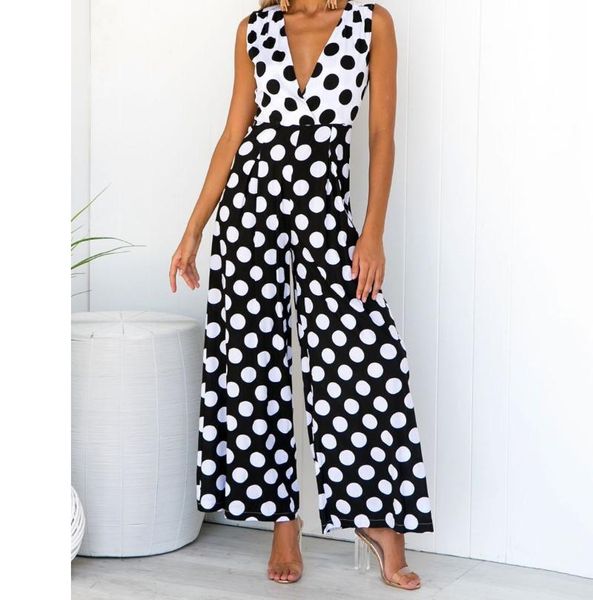 women's jumpsuits & rompers 2021 sleeveless jumpsuit women long summer dot bodysuit trousers beach overalls playsuit, Black;white
women's jumpsuits & rompers 2021 sleeveless jumpsuit women long summer dot bodysuit trousers beach overalls playsuit, Black;white