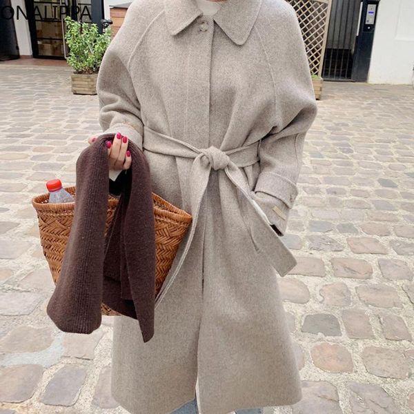 women's wool & blends onalippa 2021 women autumn winter elegant french retro lapel herringbone pattern bandage waist over the knee long, Black
women's wool & blends onalippa 2021 women autumn winter elegant french retro lapel herringbone pattern bandage waist over the knee long, Black
