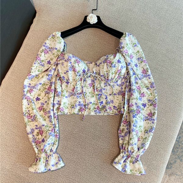 2021 new spring korean style retro waist tight puff floral sleeve print female cut-off shirt ilxc, White
2021 new spring korean style retro waist tight puff floral sleeve print female cut-off shirt ilxc, White
