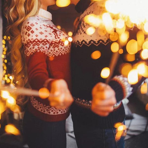 women's sweaters couple sweater christmas gift o neck pullovers long sleeve men women warm knitwear year 2022 autumn winter, White;black
women's sweaters couple sweater christmas gift o neck pullovers long sleeve men women warm knitwear year 2022 autumn winter, White;black