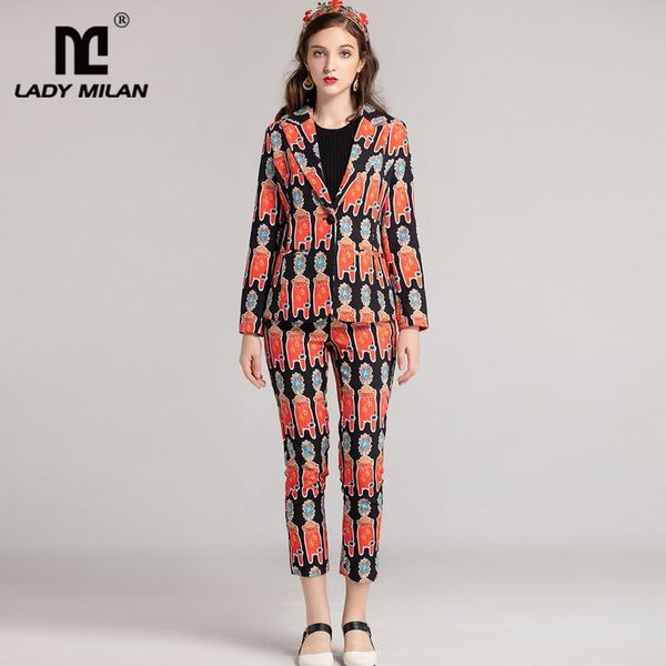 women's tracksuits 2021 autumn runway twinsets notched collar long sleeves blazers with floral pants casual two piece sets, Gray 
women's tracksuits 2021 autumn runway twinsets notched collar long sleeves blazers with floral pants casual two piece sets, Gray