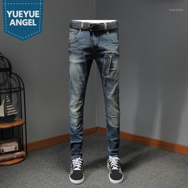 men's jeans mens clothes vintage slim fit denim pants biker zipper straight pencil male casual fashion splice distressed jean trousers, Blue
men's jeans mens clothes vintage slim fit denim pants biker zipper straight pencil male casual fashion splice distressed jean trousers, Blue