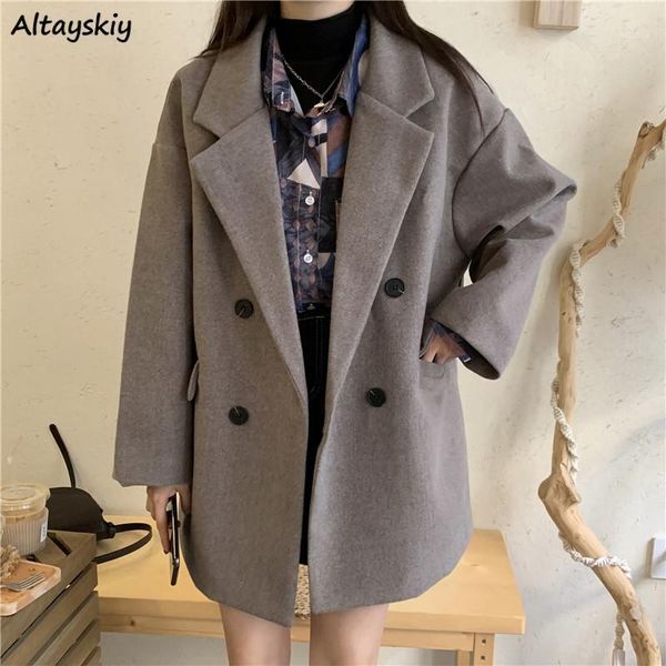 women's wool & blends women coat female pockets solid thickening invierno mujer teens outwear double breasted all-match wide-waisted ch, Black
women's wool & blends women coat female pockets solid thickening invierno mujer teens outwear double breasted all-match wide-waisted ch, Black